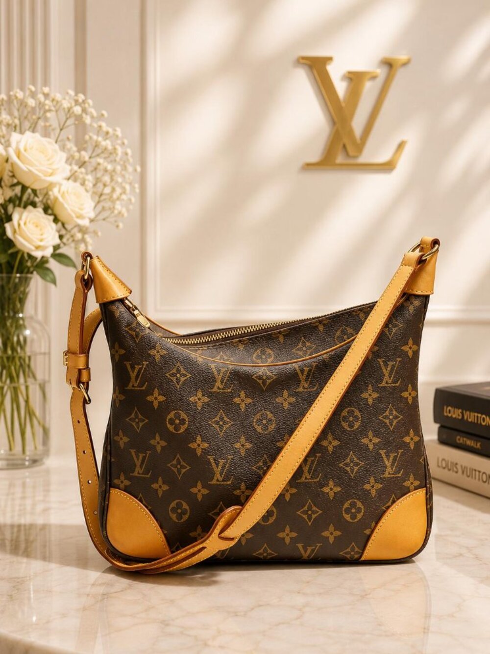 Authentic Louis Vuitton Boulogne 30 Monogram Shoulder Crossbody Bag
